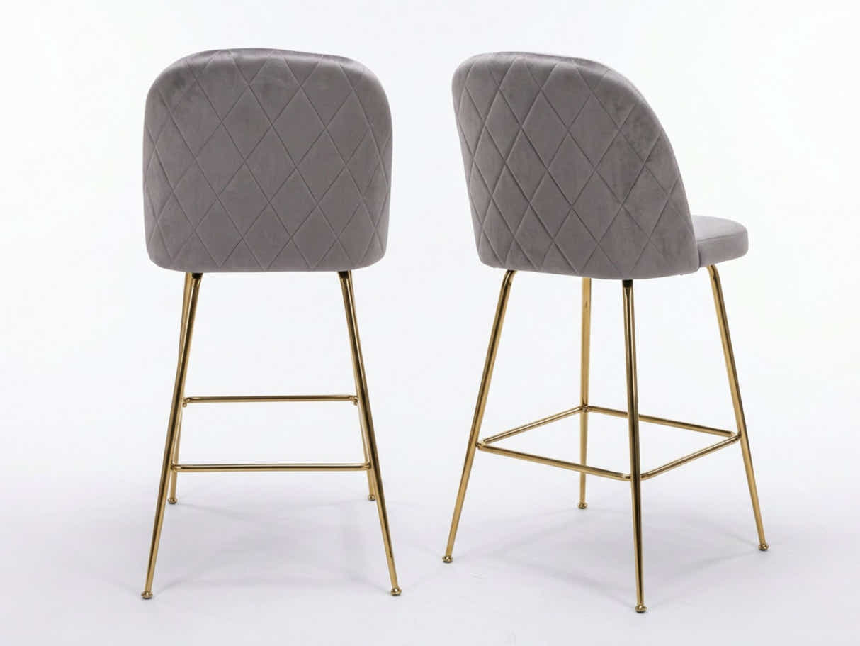 Osmond Velvet Bar Stool Grey - Set of 2