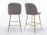 Osmond Velvet Bar Stool Grey - Set of 2