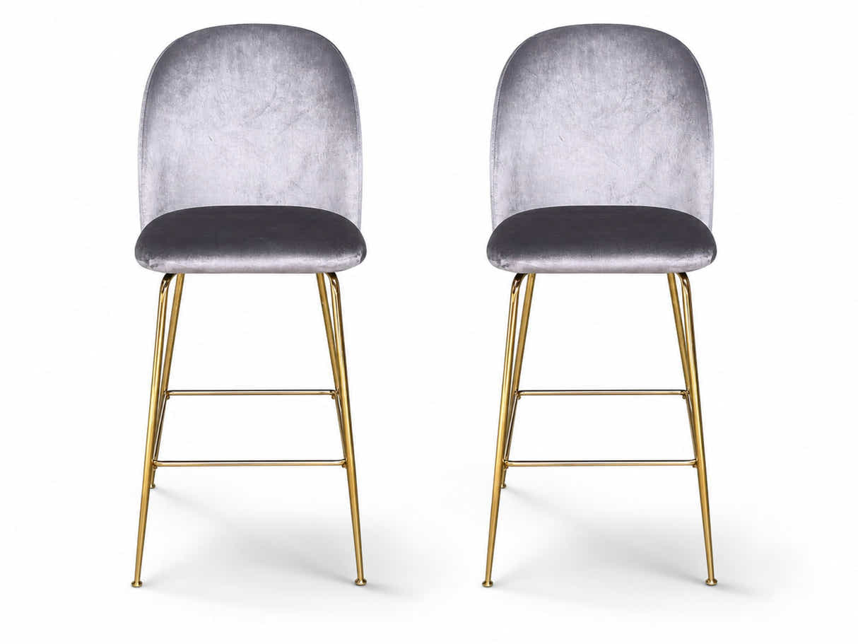 Osmond Velvet Bar Stool Grey - Set of 2
