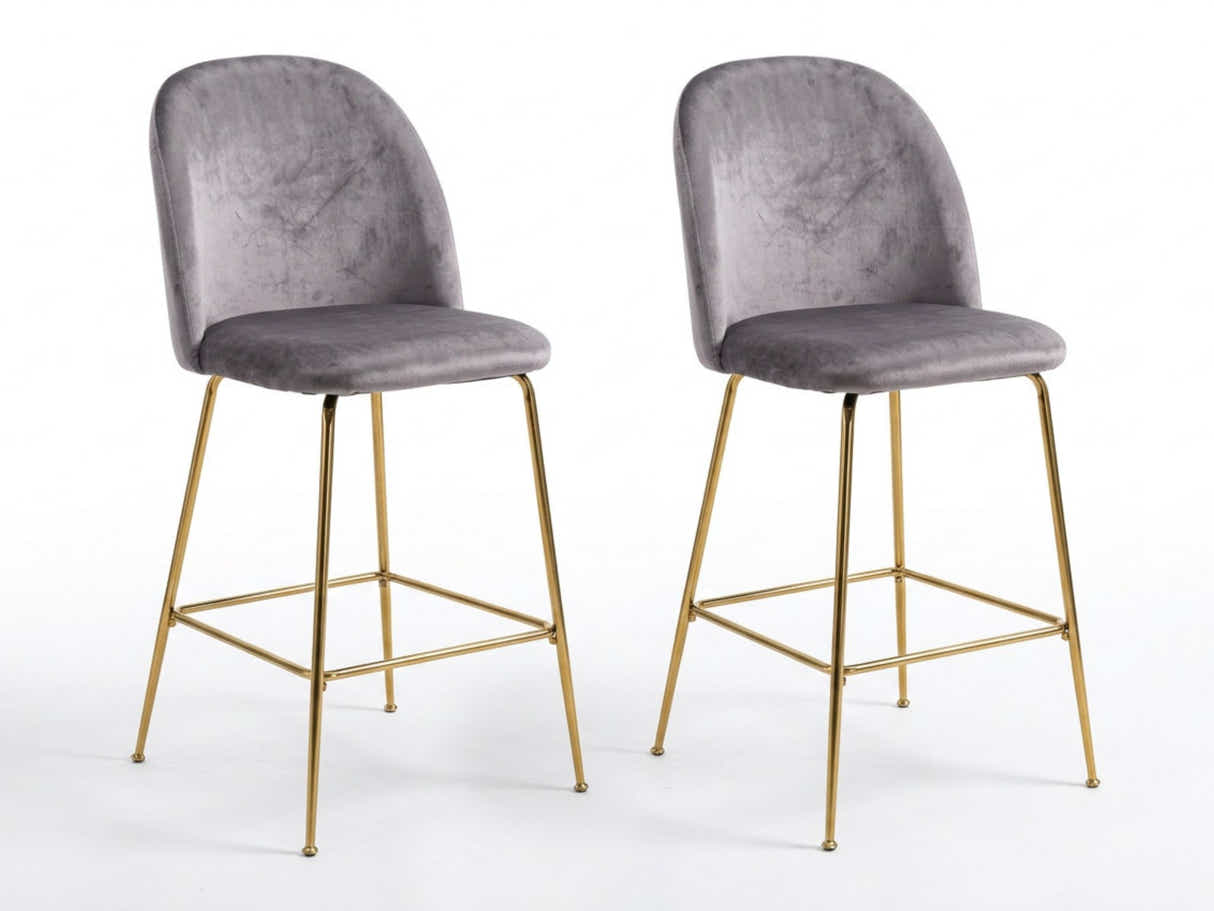 Osmond Velvet Bar Stool Grey - Set of 2