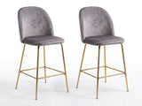 Osmond Velvet Bar Stool Grey - Set of 2