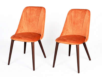 Evian Velvet Dining Chair Orange - Set of 2