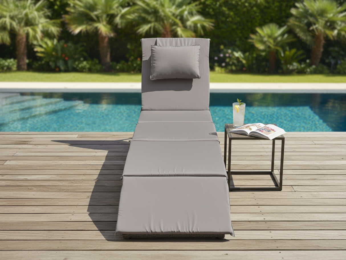 Miller Foldable Outdoor Sun Lounger - Light Grey