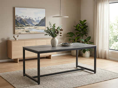 Grey Marble Look Dining Table - 160 cm