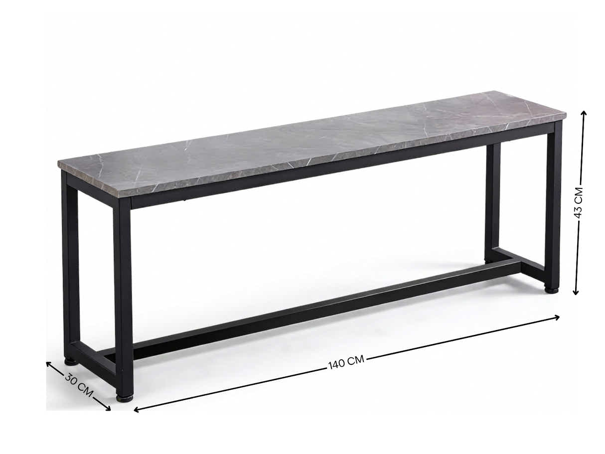 DS Grey Marble Look Dining Bench - 140 cm