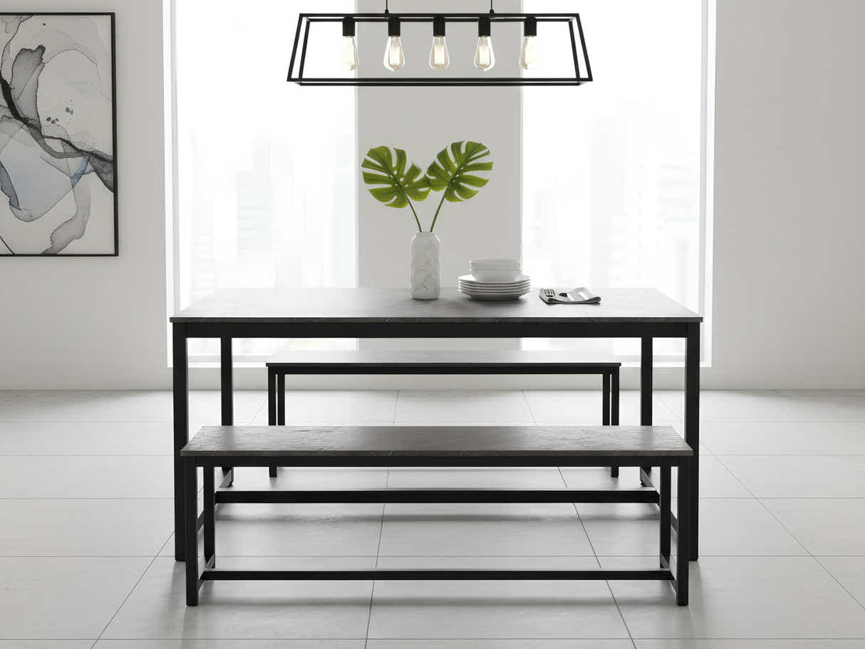 DS Grey Marble Look Dining Bench - 140 cm