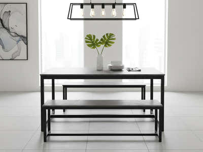 DS Grey Marble Look Dining Bench - 140 cm