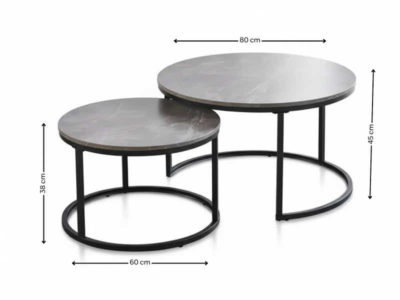 Nesting Coffee Table Set - Grey Marble Look