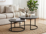 Nesting Coffee Table Set - Grey Marble Look