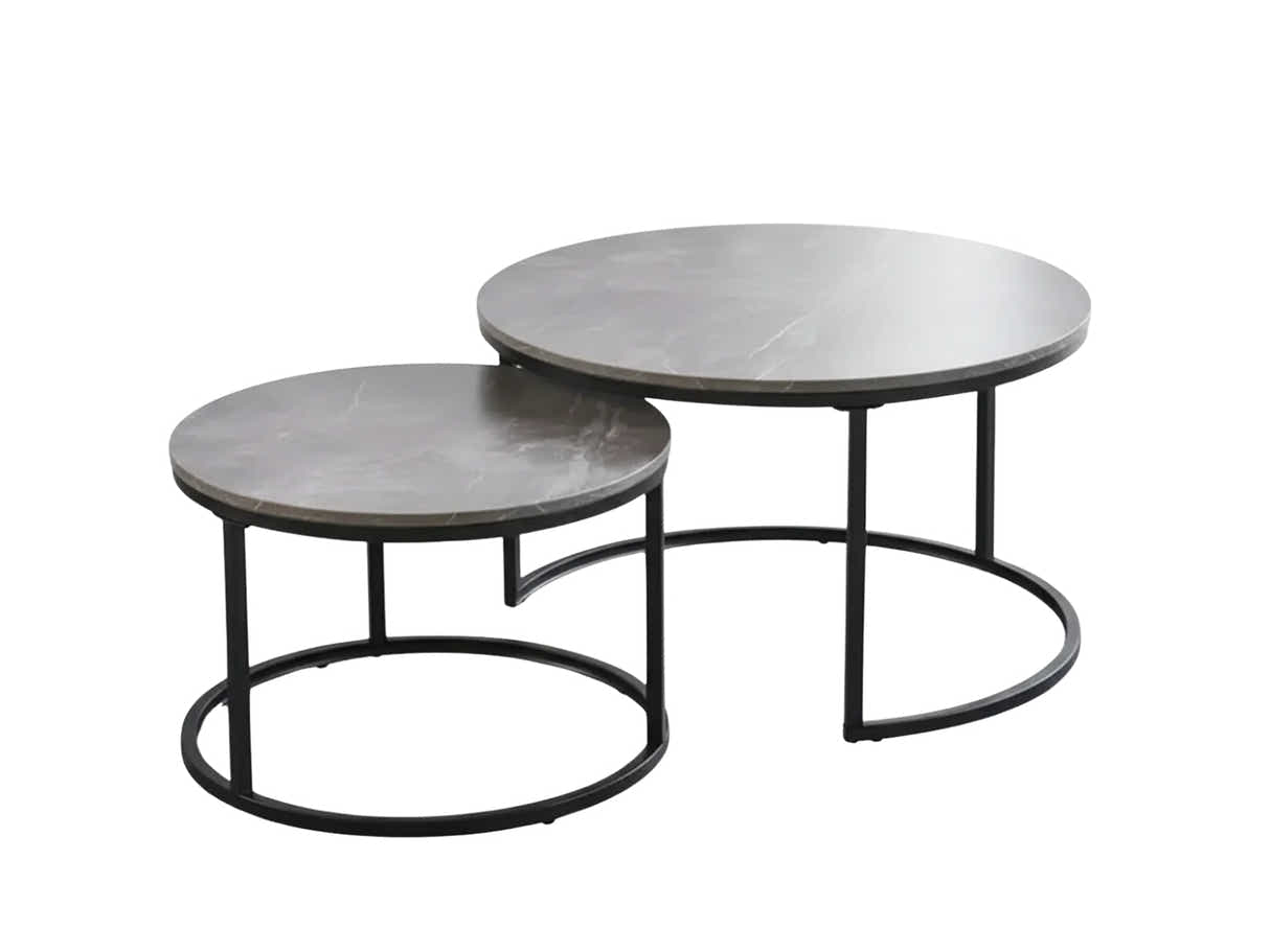 Nesting Coffee Table Set - Grey Marble Look