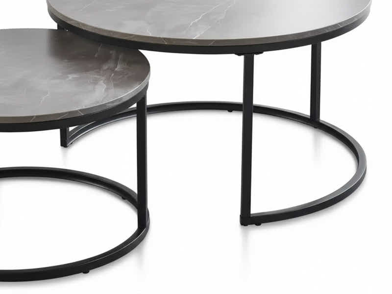 Nesting Coffee Table Set - Grey Marble Look