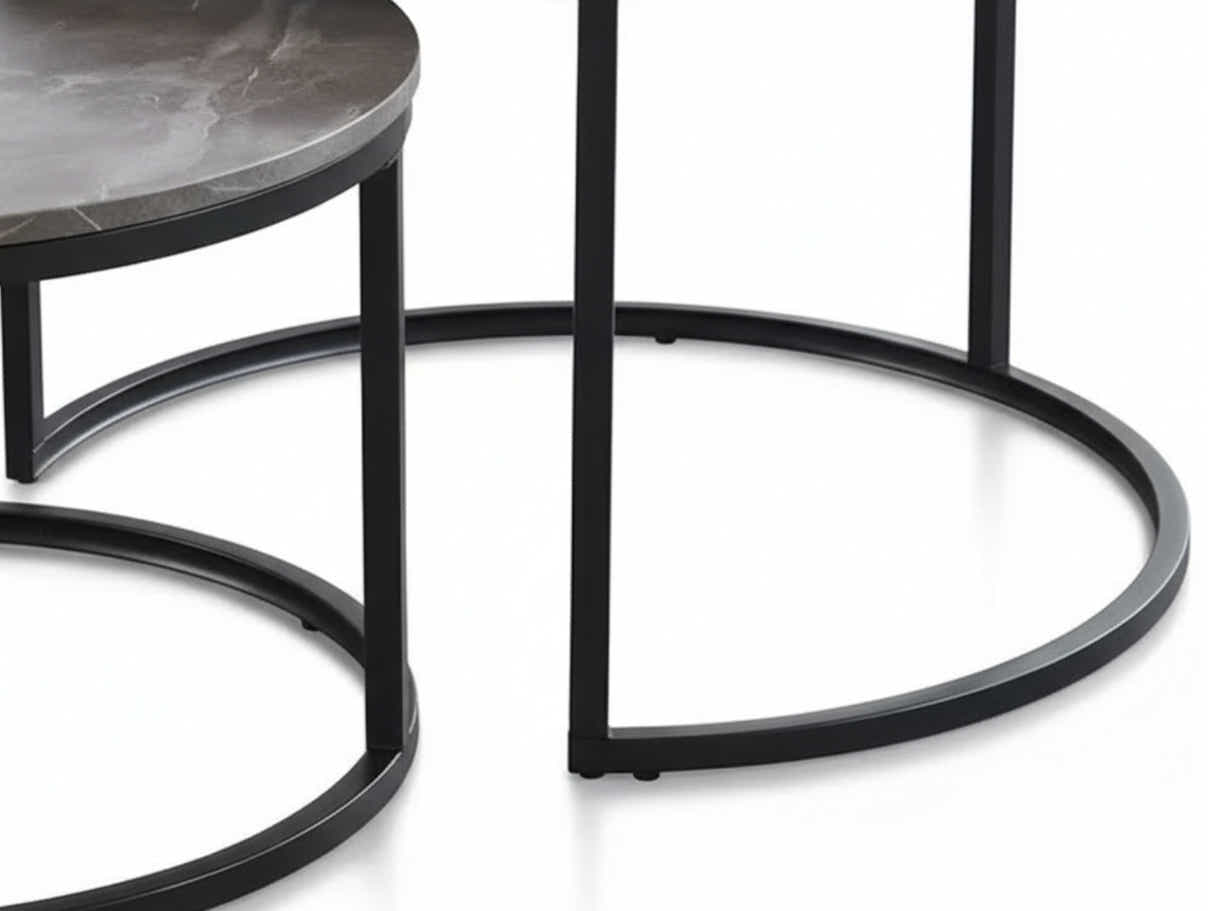 Nesting Coffee Table Set - Grey Marble Look
