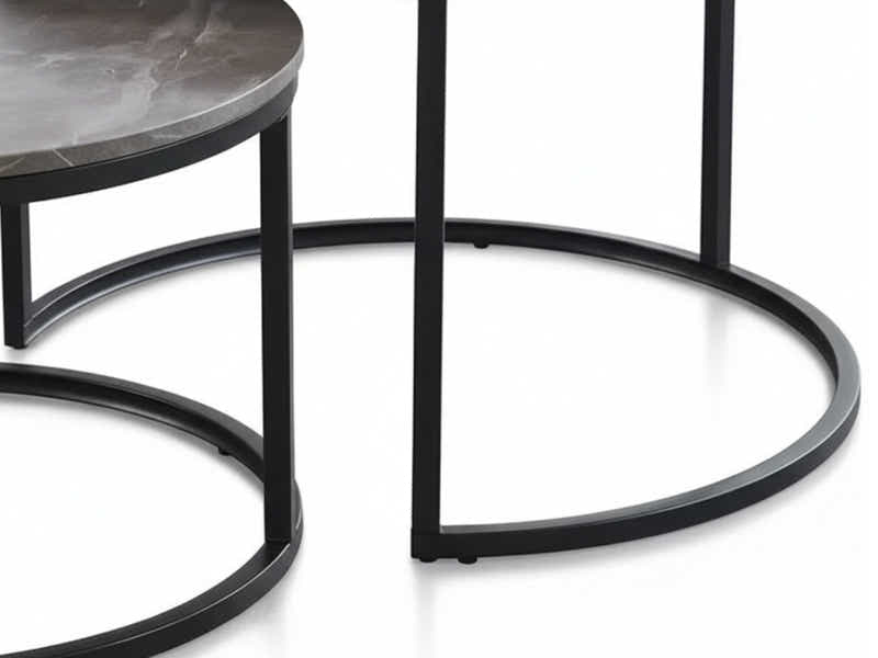 Nesting Coffee Table Set - Grey Marble Look