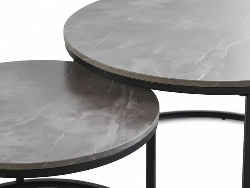 Nesting Coffee Table Set - Grey Marble Look
