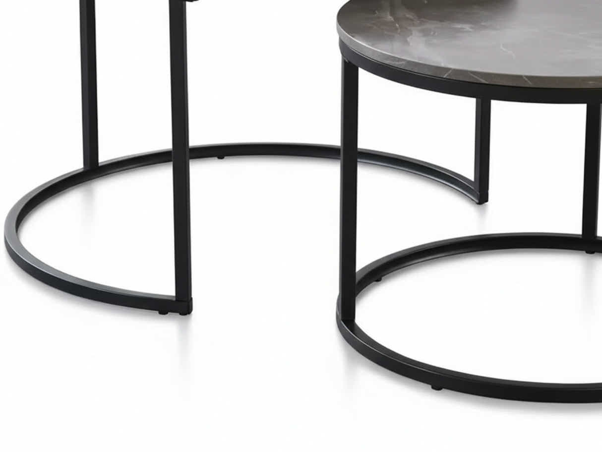 Nesting Coffee Table Set - Grey Marble Look