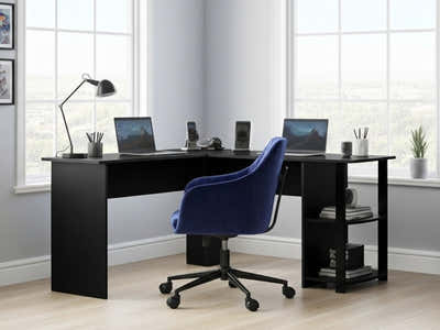 Korr Corner Office Desk & Lilac Office Chair Velvet Blue