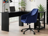 Korr Corner Office Desk & Lilac Office Chair Velvet Blue