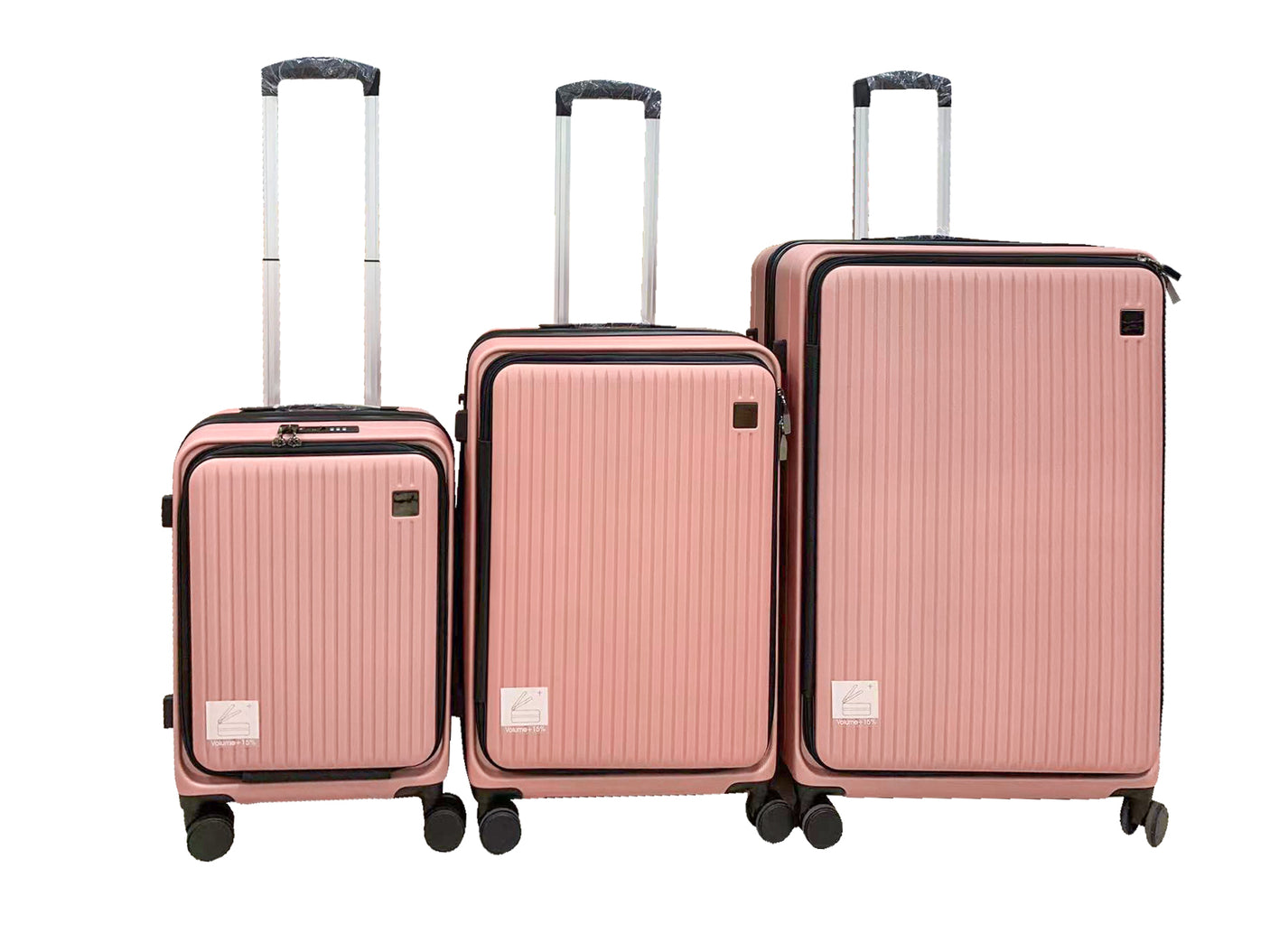 Luggage Set 3pcs front open rose gold