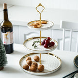 DS BS 3 Tier Ceramic High Tea Cake Dessert Stand-White
