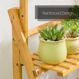DS BS 3-Layer Wood Plant Shelves With Hanging Rod