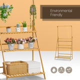 DS BS 3-Layer Wood Plant Shelves With Hanging Rod
