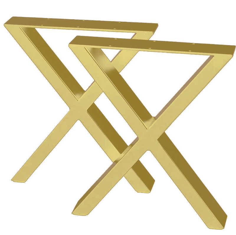 DS BS Set of 2 Steel X Shape DIY Table Bench Legs 72cm-Gold