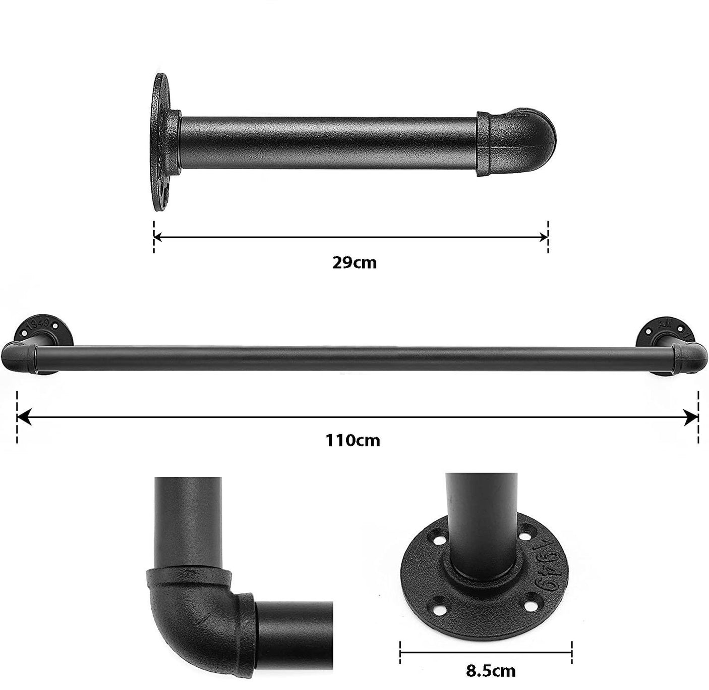 DS BS  Industrial Pipe Clothes Rack-110CM