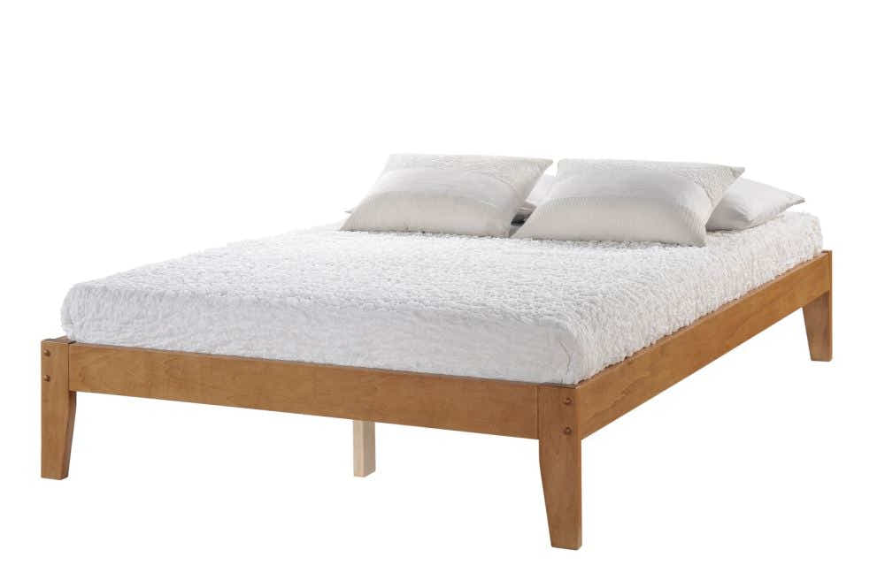 Sovo Bed Frame Oak & Euro Top Memory Foam Mattress GEL30 - Double