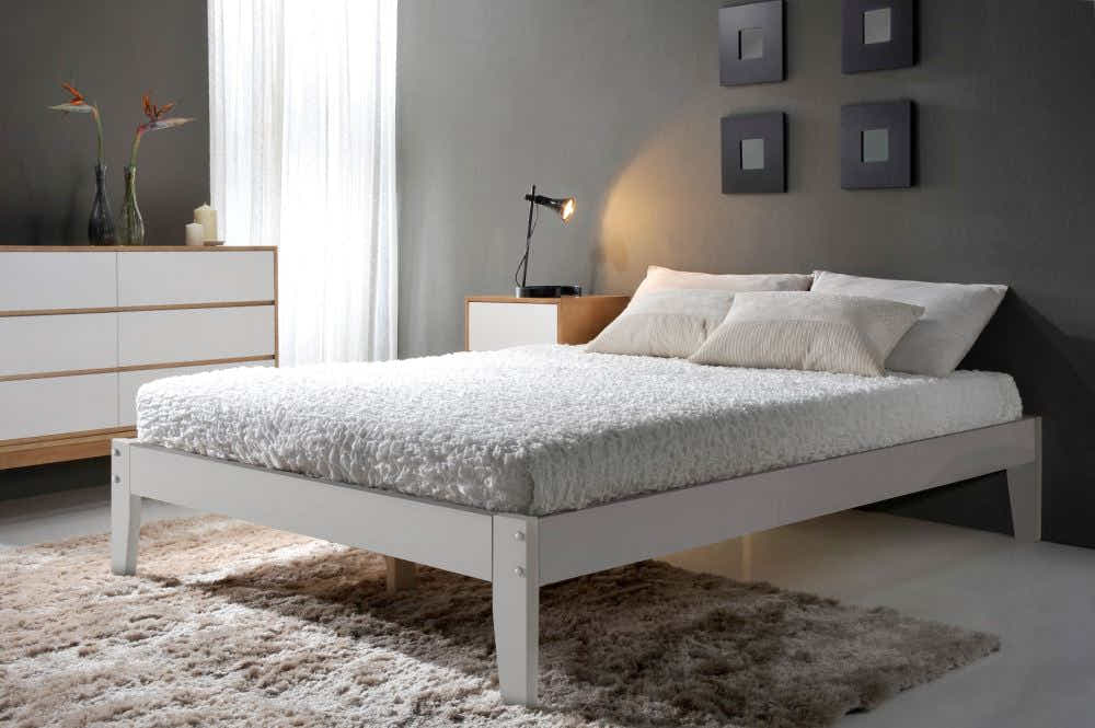 Sovo Bed Frame White & Euro Top Mattress L30 - Double
