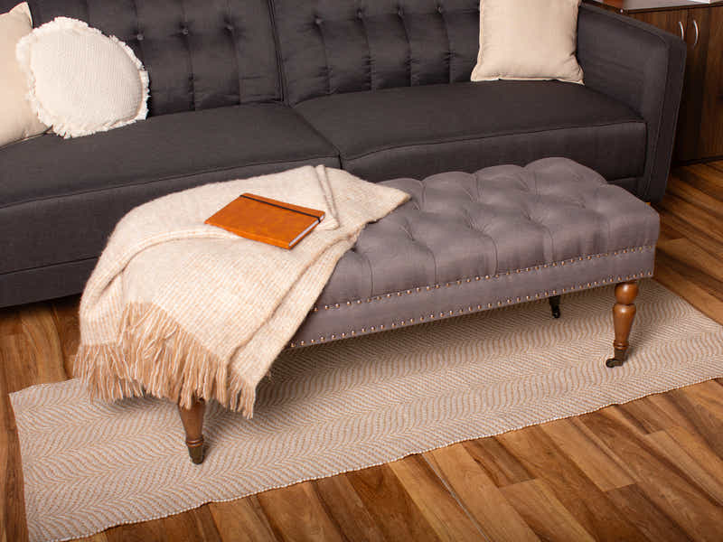 Bellay Linen Ottoman Bench - Light Grey