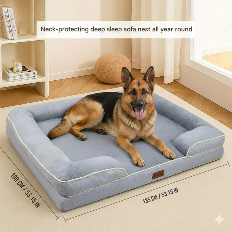 DS BS Orthopedic Memory Foam Dog Bed with Bolster Sides - 3XL