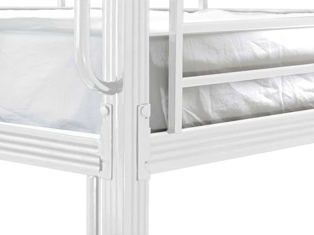Easy Fix Metal Bunk Bed - White & Mattress Bon15 Single x2