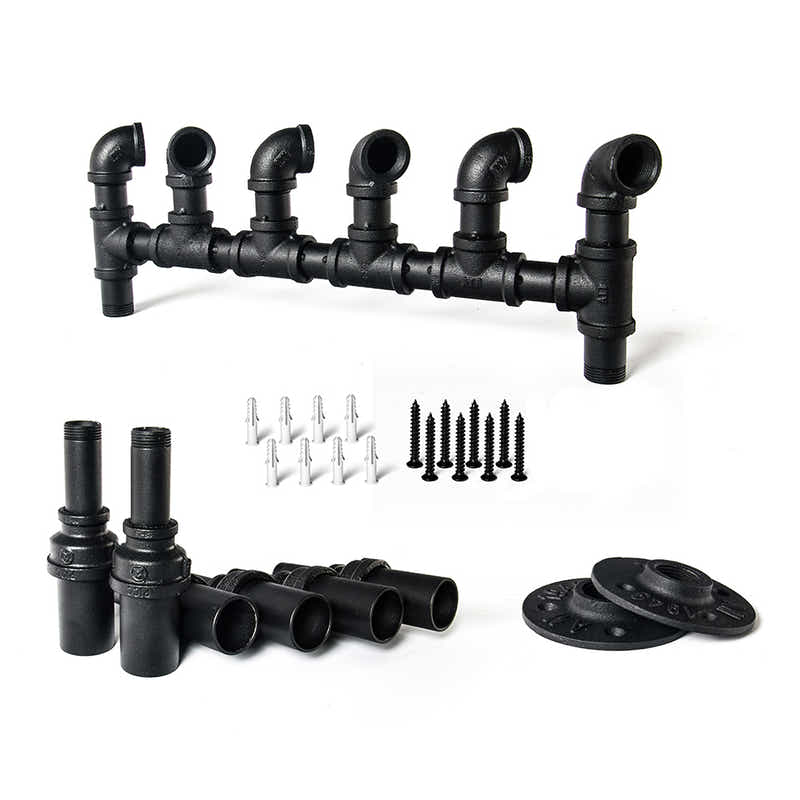 Wall-Mounted Pipe Wine Rack - 6 Bottle Holder
