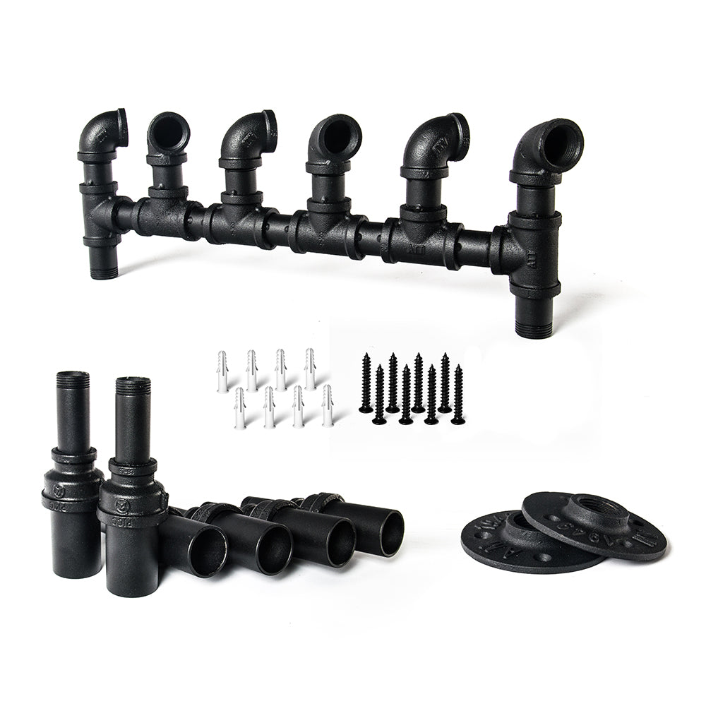 Pipe Wine Rack Wall Mounted 6-bottle Holder