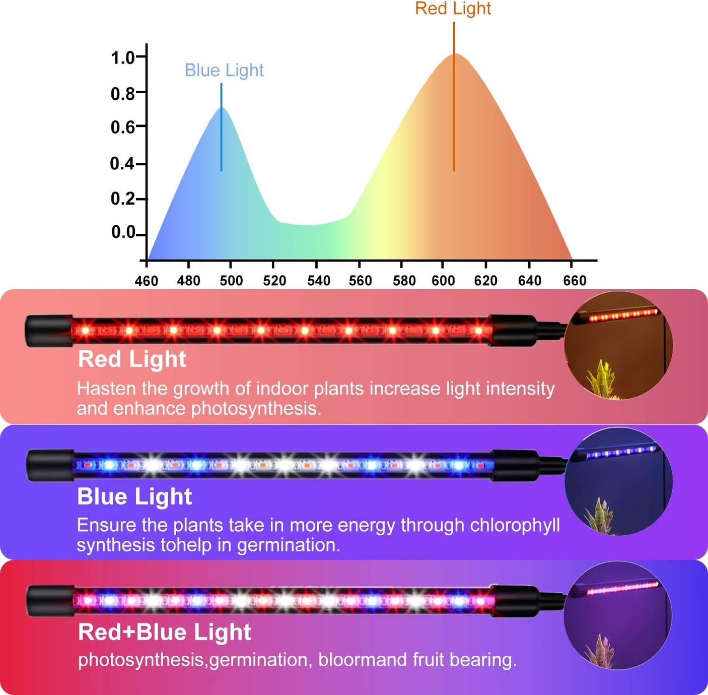 DS BS 4 Head LED Plant Grow Light with Stand and Remote Control