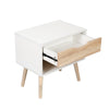 DS BS 4 Wooden Legs Cube Drawer Bedside Table-White