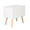 DS BS 4 Wooden Legs Cube Drawer Bedside Table-White