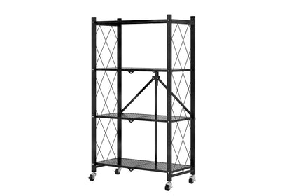 DS BS Foldable 4 Tier Kitchen Trolley Shelving Unit with Wheels