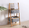 DS BS Natural Bamboo 2-Tier Laundry Basket Rack