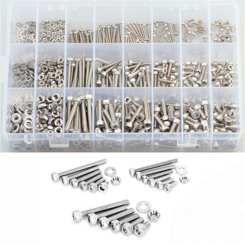 DS BS 1080PCS Stainless Steel Screws and Nuts Hex Socket Head Cap