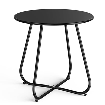 DS BS Steel Cross Frames Legs Round Sofa Side Coffee Table-Black