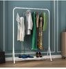 DS BS Metal Garment Clothes Rack with Lower Storage Shelf-White