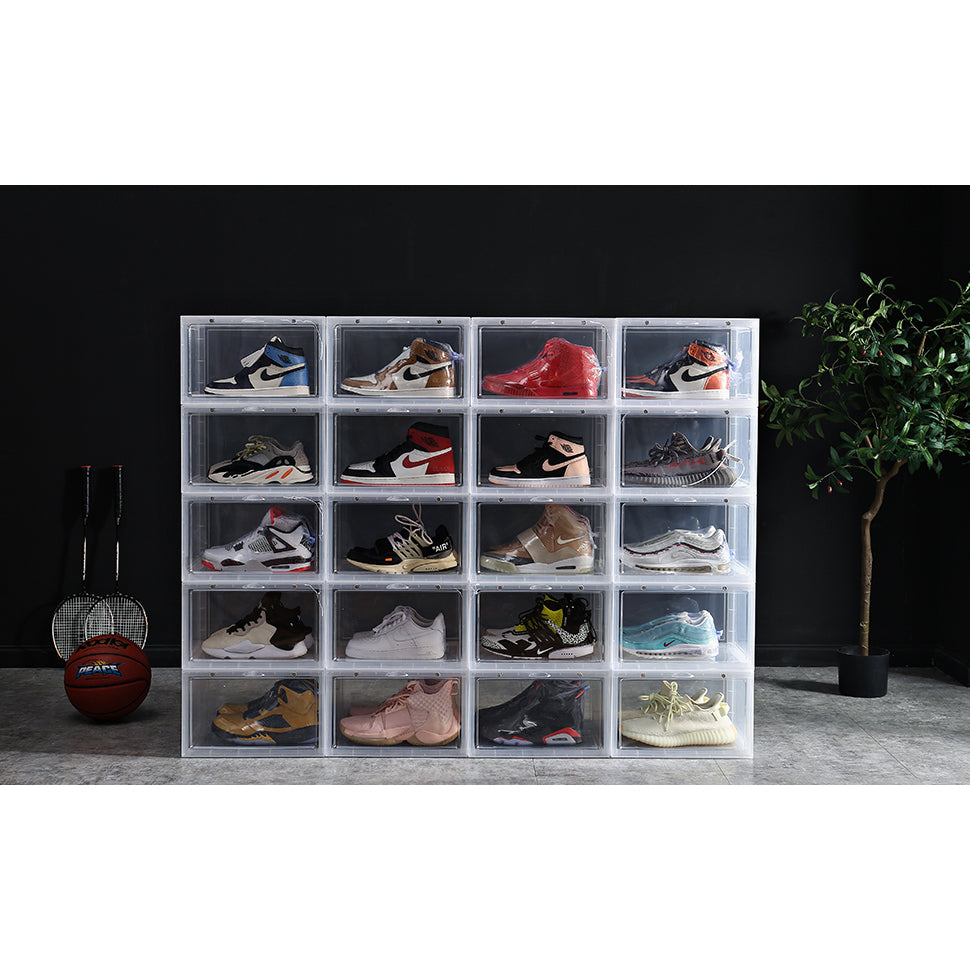 DS BS Stackable Clear Sneaker Shoe Box Organizer with Lids 2Pack