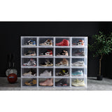 DS BS Stackable Clear Sneaker Shoe Box Organizer with Lids 2Pack