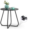 DS BS Steel Cross Frames Legs Round Sofa Side Coffee Table-Black