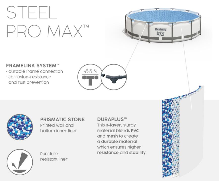 Bestway Steel Pro Max Pool 12Ft 3.66m x 0.1m