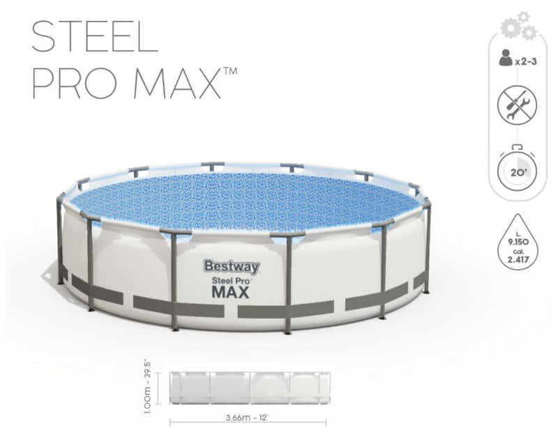 Bestway Steel Pro Max Pool 12Ft 3.66m x 0.1m