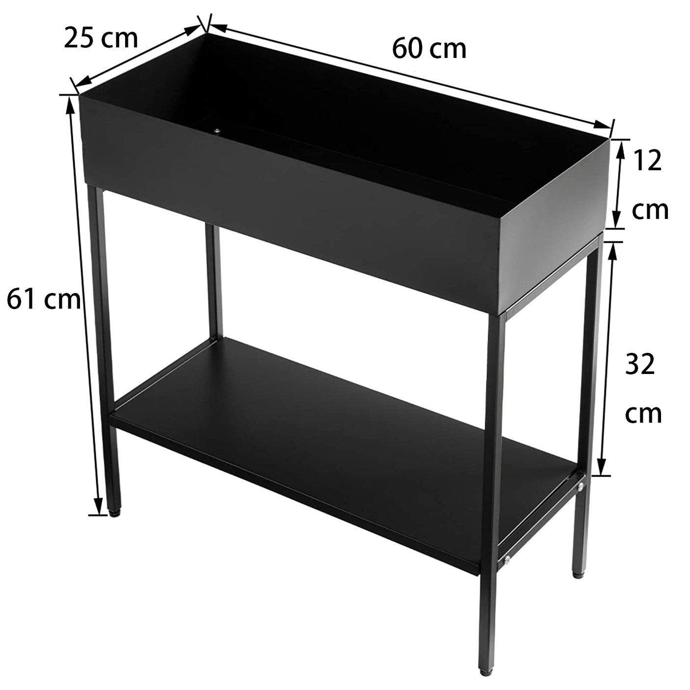 DS BS 2 Tier Metal Plant Stand Displaying Shelf-Black
