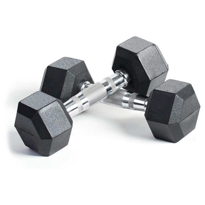 DS BS Rubber Encased Hex Dumbbell Hand Weight 2 x 10kg