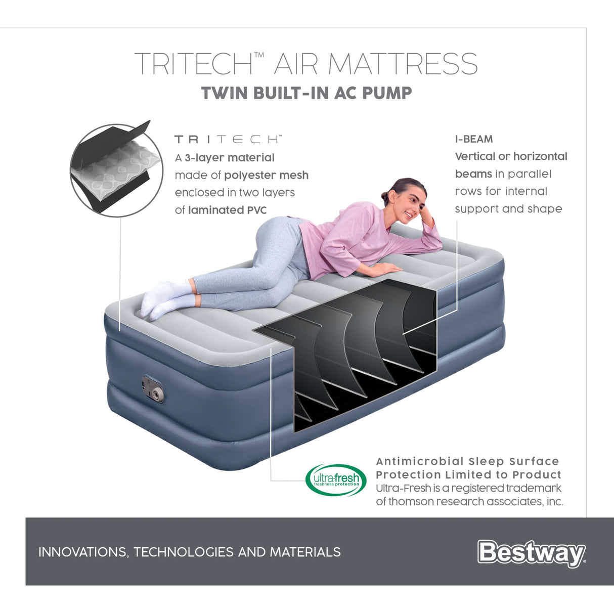 Bestway Tritech Air Bed Mattress 51 cm – Twin
